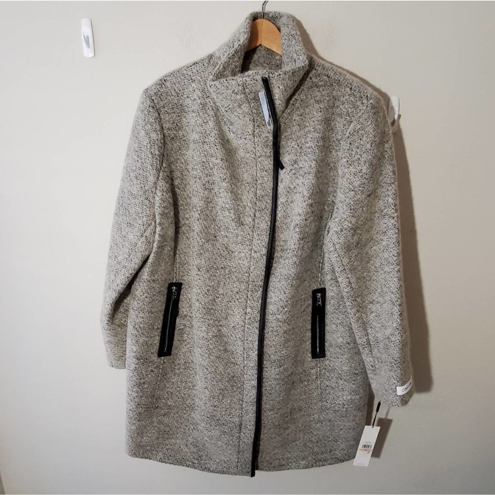 Calvin Klein Gray Wool-Blend Funnel Neck 3/4 Length Coat—Beautiful! - Picture 12 of 12